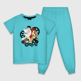 Детская пижама хлопок с принтом Врата Штейна в Курске, 100% хлопок |  брюки и футболка прямого кроя, без карманов, на брюках мягкая резинка на поясе и по низу штанин
 | makise kurisu | rintarou | steins gate | акихабара | аниме герои | анимешник | гений | курису макисэ | логотипы аниме | макисе | маюри сиина | мультсериал | мультфильм | наука | парень и девушка | ринтаро окабэ
