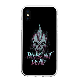 Чехол для iPhone XS Max матовый с принтом PUNKS NOT DEAD в Курске, Силикон | Область печати: задняя сторона чехла, без боковых панелей | anarchy | dead | musick | punk | rock | skull | анархия | музыка | панк | рок | череп