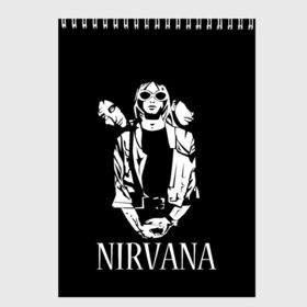 Скетчбук с принтом NIRVANA в Курске, 100% бумага
 | 48 листов, плотность листов — 100 г/м2, плотность картонной обложки — 250 г/м2. Листы скреплены сверху удобной пружинной спиралью | grange | kobain | kurt | music | nirvana | punk | rock | usa | гранж | кобэйн | курт | нирвана | панк | рок