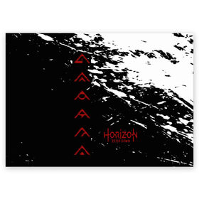Поздравительная открытка с принтом HORIZON в Курске, 100% бумага | плотность бумаги 280 г/м2, матовая, на обратной стороне линовка и место для марки
 | gameplay | games | horizon | horizon zero dawn | ps4 | зеро давн | игры | надпись