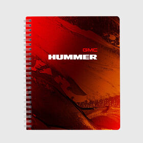 Тетрадь с принтом HUMMER Хаммер в Курске, 100% бумага | 48 листов, плотность листов — 60 г/м2, плотность картонной обложки — 250 г/м2. Листы скреплены сбоку удобной пружинной спиралью. Уголки страниц и обложки скругленные. Цвет линий — светло-серый
 | Тематика изображения на принте: auto | gmc | humer | hummer | logo | moto | symbol | авто | автомобиль | гонки | знак | лого | логотип | логотипы | марка | машина | мото | символ | символы | хамер | хаммер