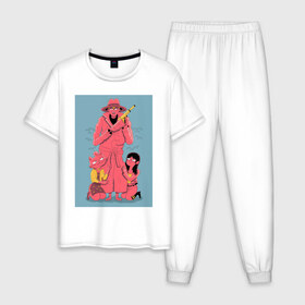 Мужская пижама хлопок с принтом Конь БоДжек в Курске, 100% хлопок | брюки и футболка прямого кроя, без карманов, на брюках мягкая резинка на поясе и по низу штанин
 | Тематика изображения на принте: 