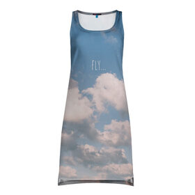 Платье-майка 3D с принтом летай в Курске, 100% полиэстер | полуприлегающий силуэт, широкие бретели, круглый вырез горловины, удлиненный подол сзади. | воздух | воздушный | голубое небо | летать | небо | облака | облачко | парить | полет | самолет | солнце | туман