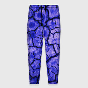 Мужские брюки 3D с принтом Cracks в Курске, 100% полиэстер | манжеты по низу, эластичный пояс регулируется шнурком, по бокам два кармана без застежек, внутренняя часть кармана из мелкой сетки | abstraction | cracks | dry | ground | purple | texture | абстракция | земля | сухой | текстура | трещины | фиолетовый