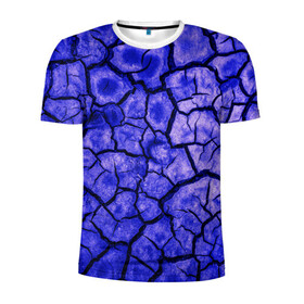 Мужская футболка 3D спортивная с принтом Cracks в Курске, 100% полиэстер с улучшенными характеристиками | приталенный силуэт, круглая горловина, широкие плечи, сужается к линии бедра | abstraction | cracks | dry | ground | purple | texture | абстракция | земля | сухой | текстура | трещины | фиолетовый