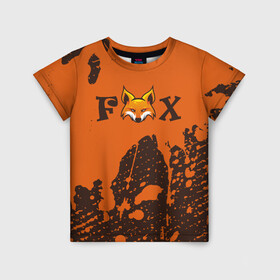 Детская футболка 3D с принтом FOX в Курске, 100% гипоаллергенный полиэфир | прямой крой, круглый вырез горловины, длина до линии бедер, чуть спущенное плечо, ткань немного тянется | animals | fox | foxes | foxy | ginger | животные | лис | лиса | лисенок | лисий | лисица | лисицы | лисичка | лисички | лисы | лисята | оранжевый