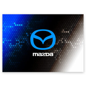 Поздравительная открытка с принтом MAZDA / Мазда в Курске, 100% бумага | плотность бумаги 280 г/м2, матовая, на обратной стороне линовка и место для марки
 | Тематика изображения на принте: auto | logo | mazda | moto | symbol | авто | автомобиль | гонки | знак | лого | логотип | логотипы | мазда | марка | машина | мото | символ | символы