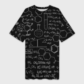 Платье-футболка 3D с принтом Химические Формулы в Курске,  |  | атом | буквы | молекула | подарок | учителю | физика | формулы | химичке | химия | цифры