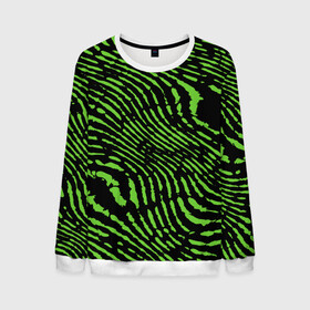 Мужской свитшот 3D с принтом Зебра в Курске, 100% полиэстер с мягким внутренним слоем | круглый вырез горловины, мягкая резинка на манжетах и поясе, свободная посадка по фигуре | green | green lines | green neon | green neon lines | green zebra | lines | zebra | в полоску | зебра | зеленая зебра | зелёные полосы | зелёный | зелёный неон | полоски | полосы