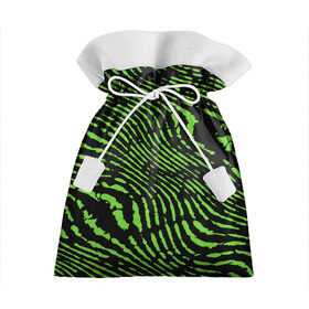 Подарочный 3D мешок с принтом Зебра в Курске, 100% полиэстер | Размер: 29*39 см | green | green lines | green neon | green neon lines | green zebra | lines | zebra | в полоску | зебра | зеленая зебра | зелёные полосы | зелёный | зелёный неон | полоски | полосы