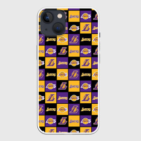 Чехол для iPhone 13 с принтом LA LAKERS | ЛЕЙКЕРС в Курске,  |  | bryant | james | jordan | kobe | la lakers | lakers | lebron | nba | брайант | брайнт | джеймс | джордан | коби | леброн | лейкерс | лэйкерс | мамба | нба | черная