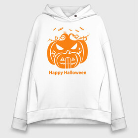 Женское худи Oversize хлопок с принтом Halloween в Курске, френч-терри — 70% хлопок, 30% полиэстер. Мягкий теплый начес внутри —100% хлопок | боковые карманы, эластичные манжеты и нижняя кромка, капюшон на магнитной кнопке | 31 октября | halloween | halowen | ведьма | день всех святых | джек | костюм | кровь | лого | монстр | надпись | праздник | приведение | призрак | светильник | символ | страшная | тыква | ужасы | хеллоуин | хеллуин