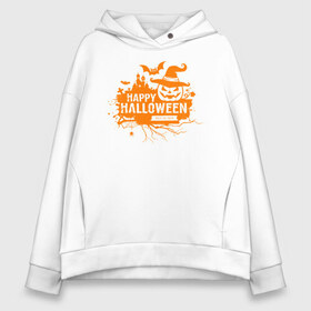 Женское худи Oversize хлопок с принтом Halloween в Курске, френч-терри — 70% хлопок, 30% полиэстер. Мягкий теплый начес внутри —100% хлопок | боковые карманы, эластичные манжеты и нижняя кромка, капюшон на магнитной кнопке | 31 октября | halloween | halowen | ведьма | день всех святых | джек | костюм | кровь | лого | монстр | надпись | праздник | приведение | призрак | светильник | символ | страшная | тыква | ужасы | хеллоуин | хеллуин