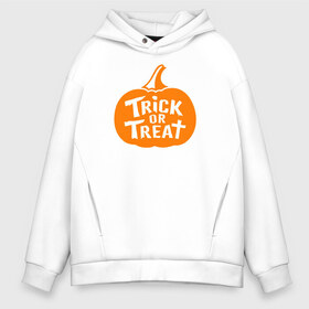 Мужское худи Oversize хлопок с принтом Trick or Treat в Курске, френч-терри — 70% хлопок, 30% полиэстер. Мягкий теплый начес внутри —100% хлопок | боковые карманы, эластичные манжеты и нижняя кромка, капюшон на магнитной кнопке | Тематика изображения на принте: 31 октября | halloween | halowen | ведьма | день всех святых | джек | костюм | кровь | лого | монстр | надпись | праздник | приведение | призрак | светильник | символ | страшная | тыква | ужасы | хеллоуин | хеллуин