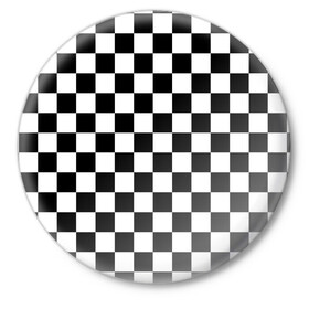 Значок с принтом Шахматка в Курске,  металл | круглая форма, металлическая застежка в виде булавки | Тематика изображения на принте: абстракция | в клетку | игра | клетка | клеточка | тренд | черно белая | черно белая клетка | шахматка | шахматная клетка | шахматы