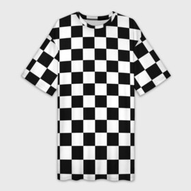 Платье-футболка 3D с принтом Шахматка в Курске,  |  | абстракция | в клетку | игра | клетка | клеточка | тренд | черно белая | черно белая клетка | шахматка | шахматная клетка | шахматы