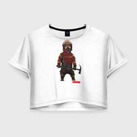 Женская футболка Crop-top 3D с принтом Пожарное Делопожарный,белая в Курске, 100% полиэстер | круглая горловина, длина футболки до линии талии, рукава с отворотами | 