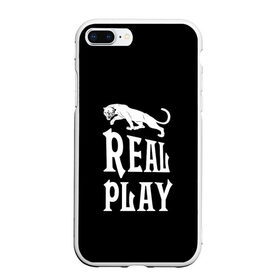 Чехол для iPhone 7Plus/8 Plus матовый с принтом Real Play - черная пантера в Курске, Силикон | Область печати: задняя сторона чехла, без боковых панелей | Тематика изображения на принте: real play | большие кошки | игра | кошки | надпись | пантера