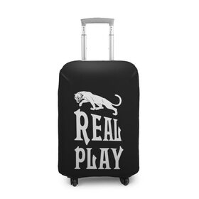 Чехол для чемодана 3D с принтом Real Play - черная пантера в Курске, 86% полиэфир, 14% спандекс | двустороннее нанесение принта, прорези для ручек и колес | real play | большие кошки | игра | кошки | надпись | пантера