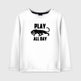 Детский лонгслив хлопок с принтом Пантера - Play в Курске, 100% хлопок | круглый вырез горловины, полуприлегающий силуэт, длина до линии бедер | play | большие кошки | игра | кошки | пантера