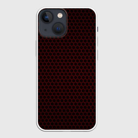 Чехол для iPhone 13 mini с принтом Red mesh в Курске,  |  | abstraction | dark | hexagon | mesh | red | red mesh | shape | texture | абстракция | красная сетка | красный | сетка | текстура | темный | форма | шестиугольник