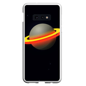 Чехол для Samsung S10E с принтом Стальная планета в Курске, Силикон | Область печати: задняя сторона чехла, без боковых панелей | абстракция | космос | неон | оранжевый цвет | планета