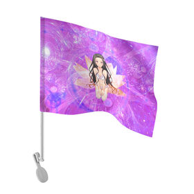 Флаг для автомобиля с принтом Nezuko Kamado в Курске, 100% полиэстер | Размер: 30*21 см | demon slayer | kamado | kimetsu no yaiba | nezuko | клинок | рассекающий демонов
