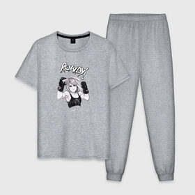 Мужская пижама хлопок с принтом Ронда Роузи в Курске, 100% хлопок | брюки и футболка прямого кроя, без карманов, на брюках мягкая резинка на поясе и по низу штанин
 | без | бои | бойцы | правил | спорт