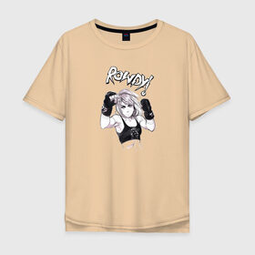 Мужская футболка хлопок Oversize с принтом Ронда Роузи в Курске, 100% хлопок | свободный крой, круглый ворот, “спинка” длиннее передней части | без | бои | бойцы | правил | спорт