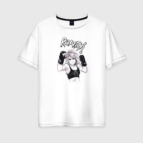Женская футболка хлопок Oversize с принтом Ронда Роузи в Курске, 100% хлопок | свободный крой, круглый ворот, спущенный рукав, длина до линии бедер
 | без | бои | бойцы | правил | спорт