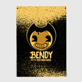 Постер с принтом Bendy And The Ink Machine в Курске, 100% бумага
 | бумага, плотность 150 мг. Матовая, но за счет высокого коэффициента гладкости имеет небольшой блеск и дает на свету блики, но в отличии от глянцевой бумаги не покрыта лаком | bendy | bendy and the ink machine | бенди | бени | бенни | бэнди | детская | детям | игра | капли | компьютерная игра | краска | машина | подтеки | ужастик | чернила | чернильная