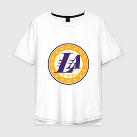 Мужская футболка хлопок Oversize с принтом LA Lakers в Курске, 100% хлопок | свободный крой, круглый ворот, “спинка” длиннее передней части | 23 | anthony davis | basketball | bryant | game | james | kobe | lebron | los angeles | nba | sport | баскетбол | брайант | бровь | джеймс | калифорния | коби | король | леброн | лейкерс | лос анджелес | нба | спорт | тренер | чемпио