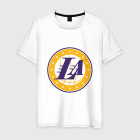 Мужская футболка хлопок с принтом LA Lakers в Курске, 100% хлопок | прямой крой, круглый вырез горловины, длина до линии бедер, слегка спущенное плечо. | 23 | anthony davis | basketball | bryant | game | james | kobe | lebron | los angeles | nba | sport | баскетбол | брайант | бровь | джеймс | калифорния | коби | король | леброн | лейкерс | лос анджелес | нба | спорт | тренер | чемпио