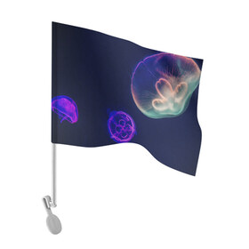 Флаг для автомобиля с принтом Фантастическая медуза в Курске, 100% полиэстер | Размер: 30*21 см | медуза | медуза в море | морская медуза | плавающая медуза | светящаяся медуза