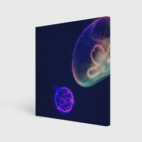 Холст квадратный с принтом Фантастическая медуза в Курске, 100% ПВХ |  | Тематика изображения на принте: медуза | медуза в море | морская медуза | плавающая медуза | светящаяся медуза