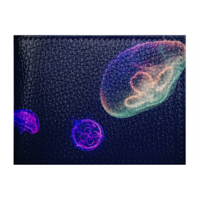 Обложка для студенческого билета с принтом Фантастическая медуза в Курске, натуральная кожа | Размер: 11*8 см; Печать на всей внешней стороне | Тематика изображения на принте: медуза | медуза в море | морская медуза | плавающая медуза | светящаяся медуза