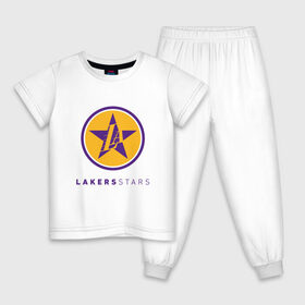 Детская пижама хлопок с принтом Lakers Stars в Курске, 100% хлопок |  брюки и футболка прямого кроя, без карманов, на брюках мягкая резинка на поясе и по низу штанин
 | 23 | anthony davis | basketball | bryant | game | james | kobe | lebron | los angeles | nba | sport | баскетбол | брайант | бровь | джеймс | калифорния | коби | король | леброн | лейкерс | лос анджелес | нба | спорт | тренер | чемпио