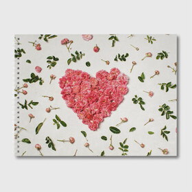 Альбом для рисования с принтом Сердце из роз в Курске, 100% бумага
 | матовая бумага, плотность 200 мг. | Тематика изображения на принте: бутон роз | лепестки роз | роза | розы | сердце | сердце из роз | цветы