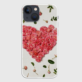 Чехол для iPhone 13 mini с принтом Сердце из роз в Курске,  |  | бутон роз | лепестки роз | роза | розы | сердце | сердце из роз | цветы