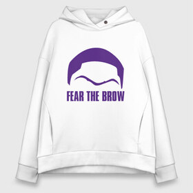 Женское худи Oversize хлопок с принтом Lakers - Fear The Brow в Курске, френч-терри — 70% хлопок, 30% полиэстер. Мягкий теплый начес внутри —100% хлопок | боковые карманы, эластичные манжеты и нижняя кромка, капюшон на магнитной кнопке | Тематика изображения на принте: 23 | anthony davis | basketball | bryant | game | james | kobe | lebron | los angeles | nba | sport | баскетбол | брайант | бровь | джеймс | калифорния | коби | король | леброн | лейкерс | лос анджелес | нба | спорт | тренер | чемпио