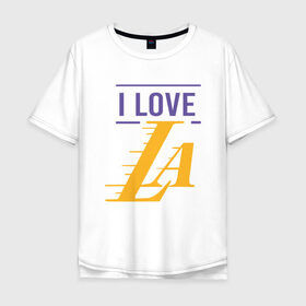 Мужская футболка хлопок Oversize с принтом I Love Lakers в Курске, 100% хлопок | свободный крой, круглый ворот, “спинка” длиннее передней части | 23 | anthony davis | basketball | bryant | game | james | kobe | lebron | los angeles | nba | sport | баскетбол | брайант | бровь | джеймс | калифорния | коби | король | леброн | лейкерс | лос анджелес | нба | спорт | тренер | чемпио