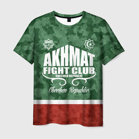 Мужская футболка 3D с принтом FIGHT CLUB AKHMAT в Курске, 100% полиэфир | прямой крой, круглый вырез горловины, длина до линии бедер | Тематика изображения на принте: aca | acb | akhmat | club | fight | mma | wfca | ахмат | грозный | чечня