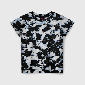 Детская футболка 3D с принтом Sky Camo в Курске, 100% гипоаллергенный полиэфир | прямой крой, круглый вырез горловины, длина до линии бедер, чуть спущенное плечо, ткань немного тянется | black and white | camo | camouflage | cloud | clouds | skies | sky | sky camouflage | urban | urban camo | urban camouflage | городской камуфляж | камуфляж | облака | облако | чёрный и белый
