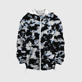 Детская куртка 3D с принтом Sky Camo в Курске, 100% полиэстер | застежка — молния, подол и капюшон оформлены резинкой с фиксаторами, по бокам — два кармана без застежек, один потайной карман на груди, плотность верхнего слоя — 90 г/м2; плотность флисового подклада — 260 г/м2 | Тематика изображения на принте: black and white | camo | camouflage | cloud | clouds | skies | sky | sky camouflage | urban | urban camo | urban camouflage | городской камуфляж | камуфляж | облака | облако | чёрный и белый