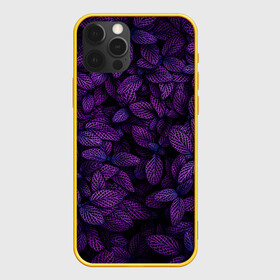 Чехол для iPhone 12 Pro с принтом Purple Leaves в Курске, силикон | область печати: задняя сторона чехла, без боковых панелей | leaves | nature | pink | plants | purple | striped | texture | veins | жилки | листья | полосатый | природа | растения | розовый | текстура | фиолетовый