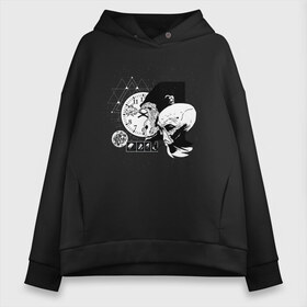 Женское худи Oversize хлопок с принтом Abstract Space Monkey в Курске, френч-терри — 70% хлопок, 30% полиэстер. Мягкий теплый начес внутри —100% хлопок | боковые карманы, эластичные манжеты и нижняя кромка, капюшон на магнитной кнопке | 