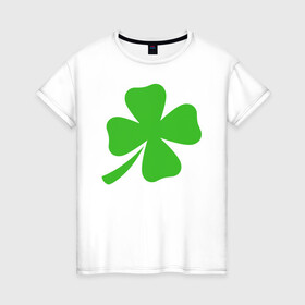 Женская футболка хлопок с принтом Клевер на удачу в Курске, 100% хлопок | прямой крой, круглый вырез горловины, длина до линии бедер, слегка спущенное плечо | клевер | минимализм | на удачу | четырехлистник