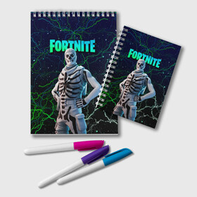 Блокнот с принтом Fortnite Skull Trooper в Курске, 100% бумага | 48 листов, плотность листов — 60 г/м2, плотность картонной обложки — 250 г/м2. Листы скреплены удобной пружинной спиралью. Цвет линий — светло-серый
 | chapter 2 | fortnite | fortnite 3 | fortnite skull | fortnite skull trooper | fortnitemare | halloween | skull trooper | лого фортнайт | сет skull trooper | скелет | скин скелет | фортнайт | фортнайт глава 2 | фортнайт скелет | хэллоуин | хэллоуин фортнай