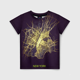 Детская футболка 3D с принтом Ночная карта Нью йорка в Курске, 100% гипоаллергенный полиэфир | прямой крой, круглый вырез горловины, длина до линии бедер, чуть спущенное плечо, ткань немного тянется | kazan казань | map | moscow | new york | paris | psg | rome | saint petersburg | usa | карта | москва | ночь | нью йорк | париж | питер | псж | россия | санкт петербург | сша | эльфивая башня