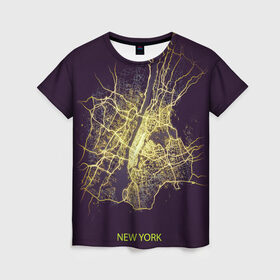 Женская футболка 3D с принтом Ночная карта Нью йорка в Курске, 100% полиэфир ( синтетическое хлопкоподобное полотно) | прямой крой, круглый вырез горловины, длина до линии бедер | kazan казань | map | moscow | new york | paris | psg | rome | saint petersburg | usa | карта | москва | ночь | нью йорк | париж | питер | псж | россия | санкт петербург | сша | эльфивая башня